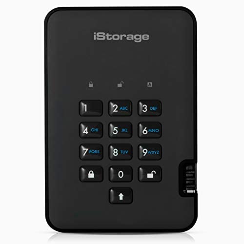 iStorage diskAshur2 HDD 4 TB | Disque dur portable sécurisé | Résistant à la poussière et à l'eau | Cryptage matériel. IS-DA2-256-4000-B Fiche Technique et Prix au Maroc