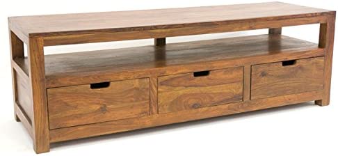 Nomadde Maharadja - Meuble TV 3 tiroirs 1 Niche sans Accessoires Hindi - Finition : Voir Photo Bois Massif de Palissandre Fiche Technique et Prix au Maroc