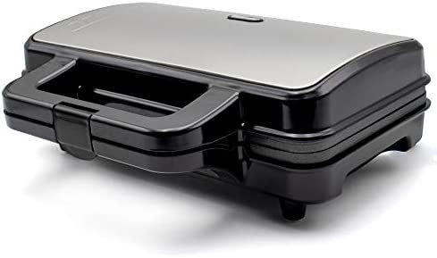 Mpm MOP-20M Électrique pour 2 Sandwiches, 4 en Forme de Triangle, Appareil à Croque Monsieur, Plaques Antiadhésives, Température Automatique, Compact, Finition, 900W, Noir/Acier INOX Fiche Technique et Prix au Maroc