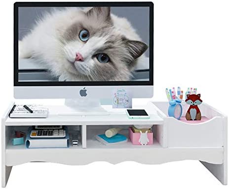 Support pour écran d'ordinateur, rehausseur d'ordinateur portable avec gestion des câbles, étagère de bureau pour TV, ordinateur portable, PC, rangement de bureau Fiche Technique et Prix au Maroc