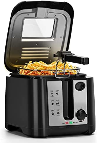 Aigostar Olivia - Friteuse compacte sans BPA avec grande fenêtre de vue et thermostat. Capacité de 2.5L, 1650W, Noire Fiche Technique et Prix au Maroc
