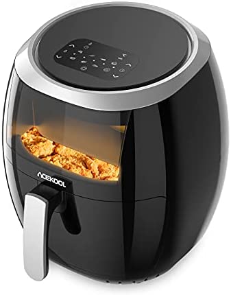 Friteuse sans Huile Air Fryer Électrique à Air Chuad 8L 1800W 8 Programmes XXL en Acier Inox Écran Tactile LED Fenêtre Visible sans BPA Chaleur à 360° Noir Acekool FT2 Fiche Technique et Prix au Maroc