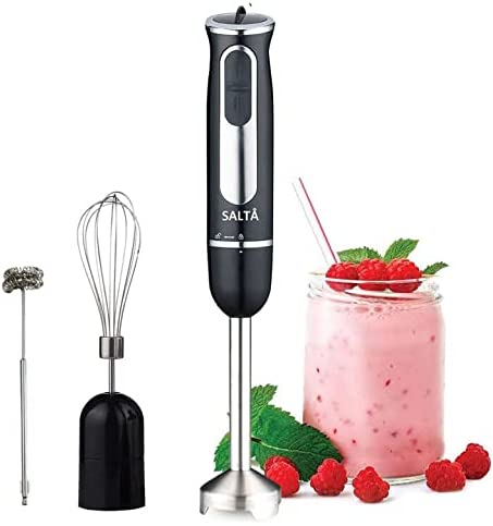 Salta Mixeur plongeant Multiusage Turbo avec 9 Vitesses, Puissance 800 W, Cloche Anti-éclaboussures, Lames en Acier Inoxydable (800 W 3 en 1) Fiche Technique et Prix au Maroc