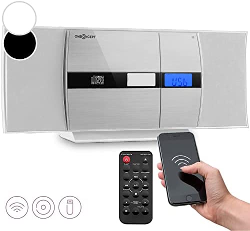 oneConcept Radio Portable CD Bluetooth, Chaine Hifi, Poste Radio FM, Radio Portables Stéréo, Écran LCD, MP3, AUX, Carte SD, Télécommande, Alarme Reveil, Lecteur CD, Enceintes Mini Chaînes Hi-fi, Cable Fiche Technique et Prix au Maroc