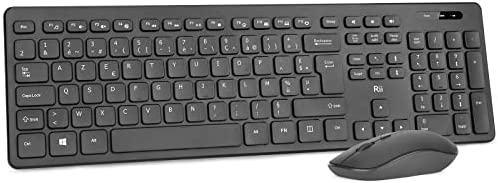 Rii RK200 Ensemble Clavier Souris sans Fil clavier bureautique clavier de bureau 2.40Ghz sans Fil AZERTY(Version Française) avec Taille Complète 104 Touches Fiche Technique et Prix au Maroc