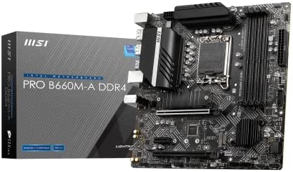 MSI PRO B660M-A DDR4 Carte Mère, Micro-ATX - Pour Processeurs Intel Core 12è Gén, LGA 1700 - Mémoire DDR4 Boost 4800+MHz/OC, Slots PCIe 4.0 & 3.0 x16, 2 x Slots M.2 Gen4, LAN 2.5G Fiche Technique et Prix au Maroc