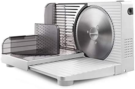 Taurus Cutmaster Compact - Trancheuse électrique 100W, Pour jambon, viande et saucisson, Découpe de 1 à 15 mm, Lame en acier inoxydable de 17 cm, Table de découpe pliable, Protection des doigts Fiche Technique et Prix au Maroc