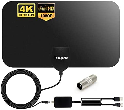 Antenne TV Intérieur TNT HD Puissante - Antenne HDTV 4K 1080P avec Amplicateur de Signal 25 dBi Jusqu’à 120 km de Portée - Récepteur Télévision Numérique/TV USB/Radio FM - 4m de Câble Coaxial Fiche Technique et Prix au Maroc