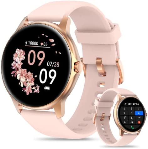 Montre Connectée Femme avec Appel Bluetooth, Montre Connectée 24 Modes Sport Moniteur de Fréquence Cardiaque SpO2 Sommeil Montre Smartwatch Podometre Calories Etanche IP68 Chronometre pour Android iOS Fiche Technique et Prix au Maroc