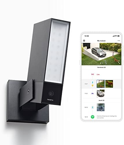 Netatmo Caméra de Surveillance Extérieure Intelligente avec éclairage intégré Presence Sécurité, Détection de Personnes, Voitures et Animaux, Aluminium Noir Fiche Technique et Prix au Maroc