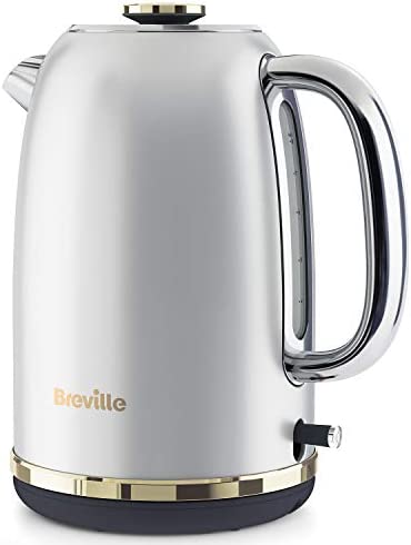 Breville bouilloire électrique, 1,7 litre (8 tasses), puissance 2400 W pour une ébullition rapide, collection Mostra, Argent et doré (Moonshine Silver) Fiche Technique et Prix au Maroc