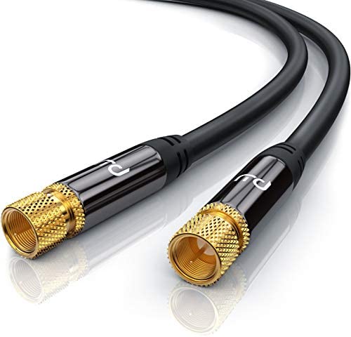 CSL - 10m Câble d'antenne Satellite coaxial TV mâle à mâle - Connecteur F mâle vers F mâle Plaqués Or 135 DB 75 Ohm - 4K UHD Câble antenne satellite fiche F TV HD DVB-T2 Radio modem routeur - Noir Fiche Technique et Prix au Maroc