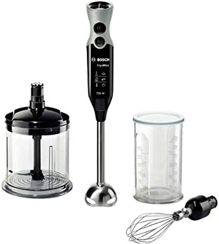 Bosch Mixeur Plongeant ErgoMixx MSM67160 – Mélangeur ultra puissant pour les usages intenses – Puissance de 750 W – Mini-hachoir et fouet inclus – Couleur : Noir/Gris Fiche Technique et Prix au Maroc