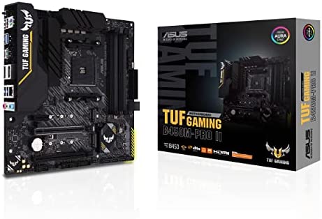 ASUS TUF B450M-PRO GAMING II Carte mère AMD B450 AM4 micro ATX (2xM.2, PCIe 3.0, AI Noise-Canceling Microphone, HDMI, DisplayPort, USB 3.2 Gen 2 Type-A, Aura Sync RGB) Noir Fiche Technique et Prix au Maroc