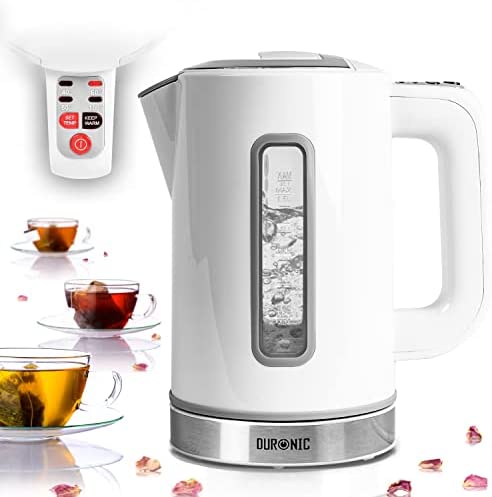 Duronic EK30 WE Bouilloire électrique de 3000W | Température réglable 40° 60° 80° 100° | 1,5L avec filtre anticalcaire | Niveau d’eau visible | Fonction Maintien au chaud | Chauffe rapidement Fiche Technique et Prix au Maroc