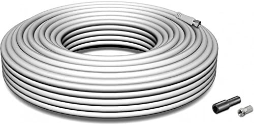 HDSAT KIT Câble Coaxial 50M avec Fiches F et Manchon - TNT TV Satellite Bobine 50 mètres Top Qualité 120dB Fiche Technique et Prix au Maroc