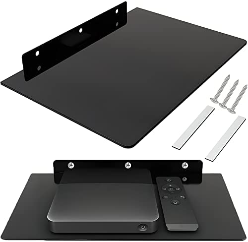 Retoo Étagère en verre multimédia jusqu'à 5 kg pour lecteur DVD, DVD, boîtes de câbles, consoles de jeux, lecteur Blu-ray, récepteur Hi-Fi et accessoires TV, étagère en verre, étagère , noir Fiche Technique et Prix au Maroc