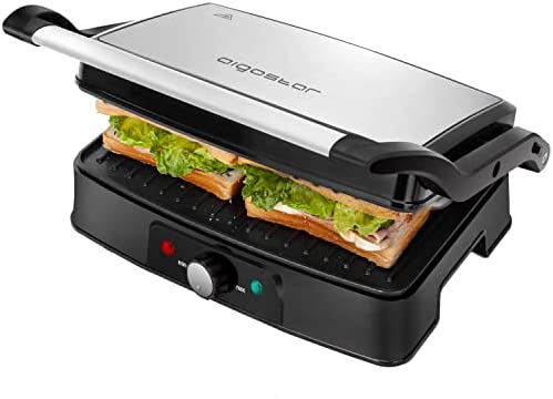 Aigostar Gril viande et panini multifonction, plaques anti-adhésives, ouverture à 180º, 1500W Grills Viande Électriques,Presse à Paninis Avec Régulateur de Température, Bac à Graisse Amovible Fiche Technique et Prix au Maroc