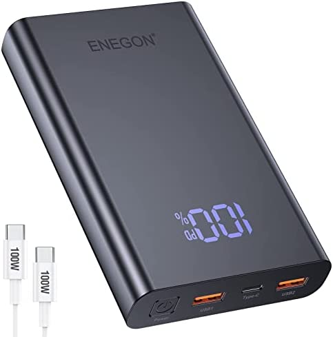 ENEGON 100W Type-C Batterie Externe Ordinateur Portable, 20000mAh Chargeur Portatif pour Ordinateur Portable avec Câble Type-C 100W(5ft), Double Ports USB-A (18W) Batterie Externe pour Macbook/Laptop Fiche Technique et Prix au Maroc