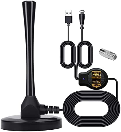 2022 Antenne TV intérieure TNT HD, Antenne TV Numérique 4K 1080P avec Amplicateur de Signal, Prise en Charge 4K 1080p Jusqu’à 150 km de Portée, Antenne TV numérique amplifiée HD - 5m de Câble Coaxial Fiche Technique et Prix au Maroc