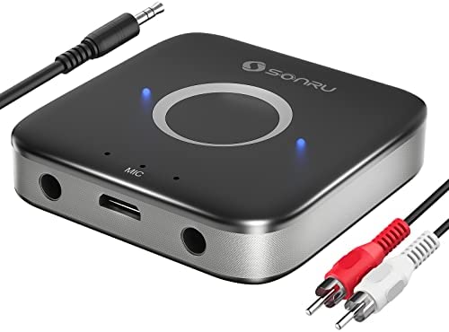 SONRU Récepteur Bluetooth 5.0, Adaptateur Bluetooth Récepteur Audio sans Fil de Voiture avec Câble RCA AUX 3,5 mm, Doubles Sorties AUX pour Système Audio de Diffusion Musique Stéréo à Domicile Fiche Technique et Prix au Maroc
