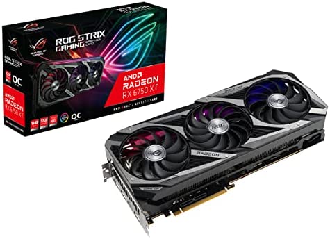 ASUS ROG STRIX AMD Radeon RX 6750 XT OC Edition – Carte graphique gaming (12GB GDDR6, AMD RDNA 2, PCIe 4.0, HDMI 2.1, DisplayPort 1.4a, Ventilateurs axiaux, 2.9 slot, GPU Tweak II) Fiche Technique et Prix au Maroc