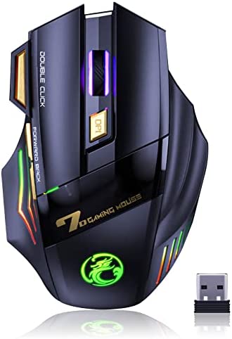 Souris de Jeu sans Fil, VEGCOO C8 Souris sans Fil Rechargeable Silent Click avec récepteur USB 2,4 G, jusqu'à 4800 DPI réglable, Double clic pour PC/Mac Gamer, Ordinateur Portable et Bureau Fiche Technique et Prix au Maroc
