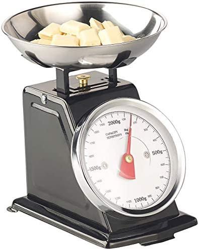 Rosenstein & Söhne Balances de cuisine - mécanique balance de cuisine: Balance de cuisine rétro analogique jusqu'à 2 kg avec fonction tare, le noir, métal (balances domestiques) Fiche Technique et Prix au Maroc
