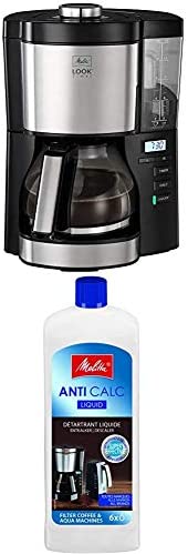 Melitta Lot Look V Timer, Cafetière Filtre Programmable, 10 à 15 Tasses, Réservoir d'eau Amovible, Noir/Inox, 1025-08 Détartrant Liquide, Pour Cafetières Filtres, 250 ml Fiche Technique et Prix au Maroc