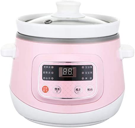 Mijoteuse électrique 1.2L Pot à Ragoût En Céramique,Marmite Intelligente Pour Cuisson Lente,Multicuiseur Avec Fonction De Réservation Et 6 Réglages De Cuisson,120W,Pink Fiche Technique et Prix au Maroc