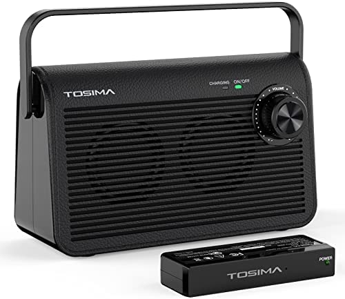 Tosima Haut-Parleur sans Fil pour TV, sans Fil TV-9000 pour Personnes âgées et malentendantes, boîte de Son TV Portable à contrôle Facile et Batterie Rechargeable 8 Heures, AUX3,5 mm, RF 2,4 G Fiche Technique et Prix au Maroc