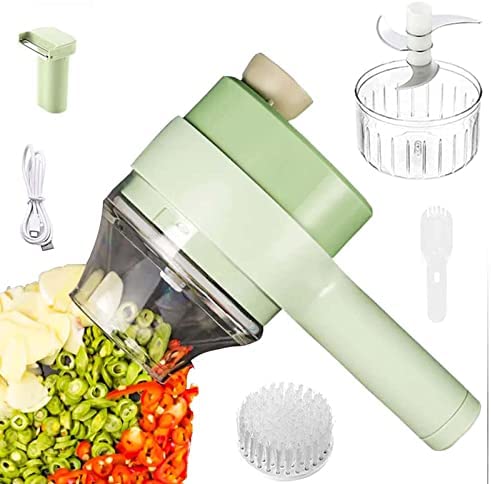 Coupe-légumes électrique portable 4 en 1, trancheuse multifonction pour légumes, fruits, oignons, concombres, légumes, trancheuse légère et pratique pour l'ail et les légumes Fiche Technique et Prix au Maroc
