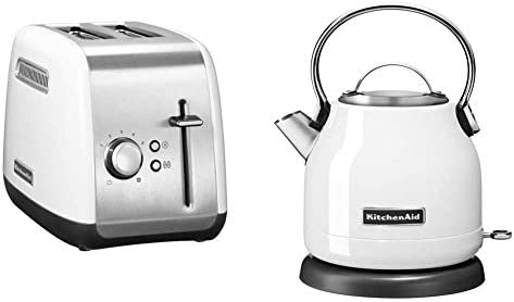 KitchenAid 5KEK1222EWH Classic Bouilloire Blanc 1,25 L + 5KMT2115EWH Classic Grille-pain avec 2 tranches Blanc 1,8 Kg Fiche Technique et Prix au Maroc