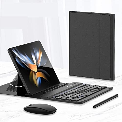 Aoyygg pour Samsung Galaxy Z Fold 4/Fold 3 Le Clavier, pour Galaxy Z Fold 4/3 Le Clavier,Clavier sans Fil Pliant Étui en Cuir Pliant Téléphone Creative Stand Bluetooth Souris Stylet (Black) Fiche Technique et Prix au Maroc