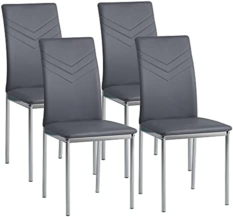 Albatros Verona Lot de 4 chaises, Gris, Pieds Chrome, SGS Tested Fiche Technique et Prix au Maroc