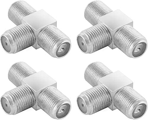 Poppstar - 4X Sat TV Répartiteur antenne TV coaxial en Forme de T (3X Prise Femelle F) Doubleur de câble d'antenne TV, Adaptateur pour câble coaxial, Double Prise antenne Satellite, Argent Fiche Technique et Prix au Maroc