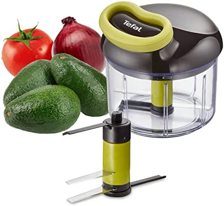 Tefal Hachoir manuel 5 secondes, 900 ml, Hacher, découper, mixer, Légumes, Noix, Oignons, Lames en acier inoxydable, Cuisine rapide et facile K1320404 Fiche Technique et Prix au Maroc