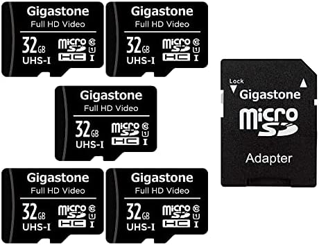 Gigastone Carte Mémoire 32 Go Lot de 5 Cartes, Haute Vitesse de Lecture allant jusqu'à 90 Mo/s. idéal pour Caméra Drone Full HD Vidéo, U1 C10 Micro SDHC UHS-I avec 2 Mini étuis et 1 Adaptateur SD. Fiche Technique et Prix au Maroc