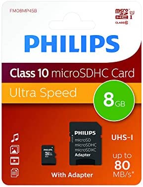 Carte Philips Micro SDHC 8 Go Classe 10 INCL. Adaptateur UHS-I U1 Fiche Technique et Prix au Maroc