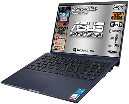 ASUS Ordinateur portable, processeur Intel i3 de 11 Gen, SSHD 756 Go, RAM 12 Go DDR4, écran 15,6 Full HD, Wi-fi, Bt, Win 11 Pro 64 bit, Office Pro 2021 Prêt à l'emploi Italie, argent, (i375612gb) Fiche Technique et Prix au Maroc