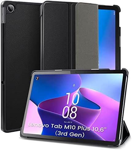 DLveer Étui Coque Compatible avec Lenovo Tab M10 Plus 10.6 ''(3rd Gen) TB-125FU, Étui Housse à Rabat Ultra Fine PU avec Veille/réveil Automatique pour Lenovo Tab M10 Plus 10,6 Pouces 2022, Noir Fiche Technique et Prix au Maroc