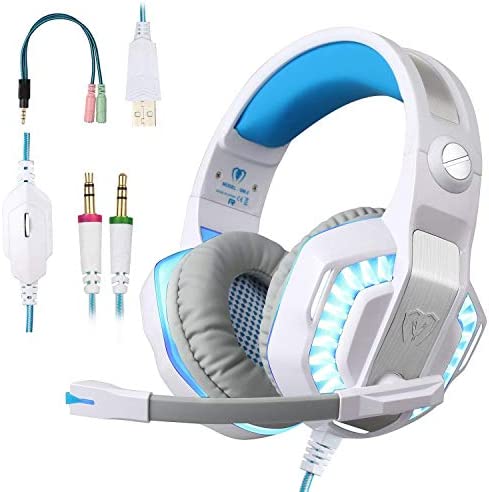BlueFire Casque Gaming PS4,Casque Gamer Filaire Micro Stéréo Anti-Bruit avec LED Lumière et 3.5mm Connecteur pour Playstation 4,PC, Xbox One S,Téléphones Mobiles (Blanc) Fiche Technique et Prix au Maroc
