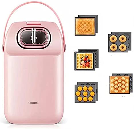 Appareil À Croque-Monsieur Machine À Gaufres Électrique Multifonctionnelle 5 Plaques Antiadhésives Amovibles pour Déjeuner Collations Fête Famille Cuisine, Portable Fiche Technique et Prix au Maroc