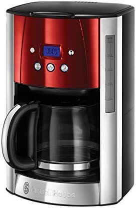 Russel Hobbs Machine à Café, Cafetière Filtre 1,8L Inox, 12 Tasses, Programmable, Auto-Nettoyante - Rouge 23240-56 Luna Fiche Technique et Prix au Maroc