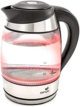 SENYA Bouilloire électrique température réglable 1,8L Tea Colours, filtre anticalcaire, sans fil en verre éclairage LED, 2200W, SYBF-K011 Fiche Technique et Prix au Maroc