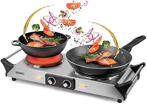 Duronic HP2 SS Plaque de cuisson chauffante électrique avec double foyer en fonte de 20 et 15 cm| 2500W | Compacte et mobile | Poignées ergonomiques | Thermostat Fiche Technique et Prix au Maroc