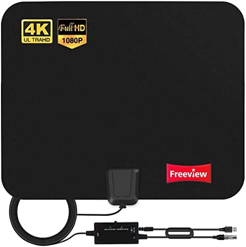 2023 Version Antenne TV Intérieur Puissante TNT HD - Antenne HDTV avec Amplicateur de Signal Intellectuel 30 dBi Jusqu’à 280 km - pour 1080P 4K Chaînes Télévision Gratuites – 5m de Câble Coaxial Fiche Technique et Prix au Maroc