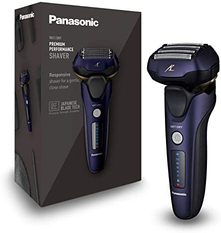 Panasonic - Personalcare ES-LV67-A803 | Rasoir 5 Lames dont 2 de finition externes Wet & Dry 4 accessoires 51 min d'autonomie 1 heure de charge Moteur linéaire Bleu Fiche Technique et Prix au Maroc