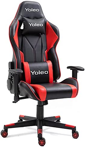 Dripex Chaise de bureau ergonomique réglable et pivotante en cuir avec support lombaire et appuie-tête pour adulte et enfant (rouge, sans repose-pied) Fiche Technique et Prix au Maroc