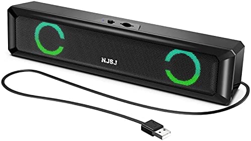 njsj Enceintes PC, 6W USB Haut-Parleur d'Ordinateur Enceintes Ordinateur avec Contrôle de Volume Filaire avec Prise,Barre de Son Portable pour PC Ordinateur de Bureau Fiche Technique et Prix au Maroc